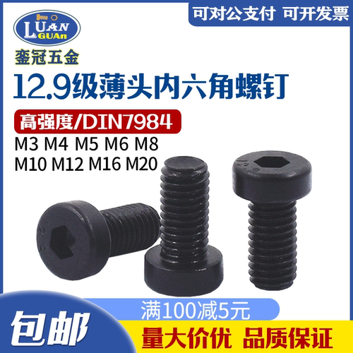 12.9合金薄头内六角螺钉DIN7984