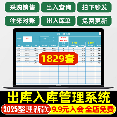 2025出入库存进销存EXCEL表格系统盘点明细进出销售利润仓库管理