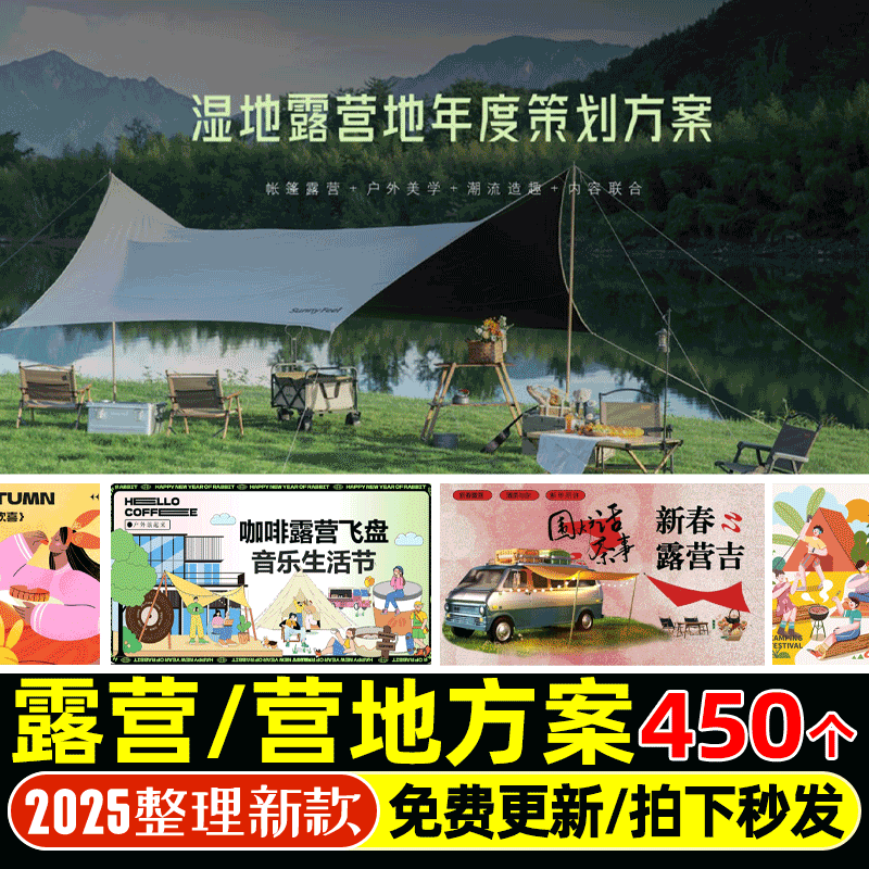 2025露营营地规划策划方案户外活动线下暖场创意PPT模板新品上市