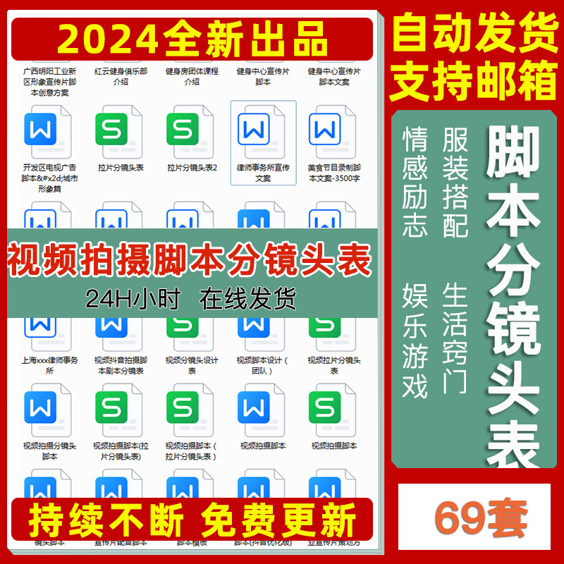 短视频拍摄脚本分镜头宣传片vlog策划案例剧本抖音计划Excel表格