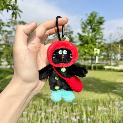网红可爱萌穿靴子波点小猫咪挂件毛绒玩具公仔包包挂饰钥匙扣娃娃