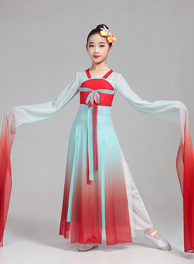 水袖儿童女惊鸿舞相和歌踏歌演出服只此青绿表演服古典舞超仙甩袖