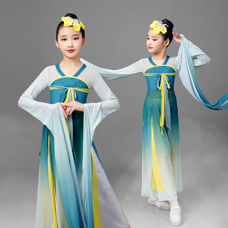 儿童古典水袖演出服惊鸿采