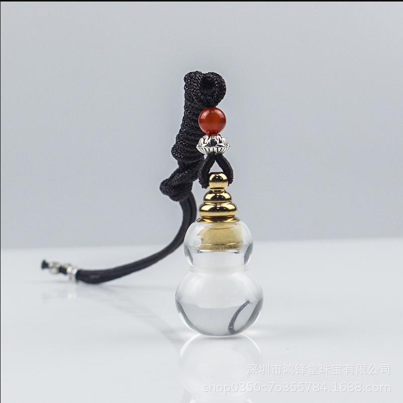 天然白水晶葫芦舍利瓶吊坠密封防水楞严咒嘎乌盒朱砂空心项链挂件