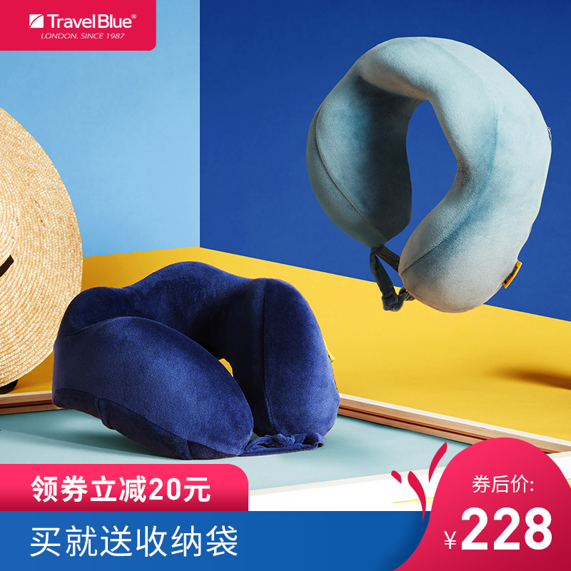 新品travelblue蓝旅u型枕头护颈枕u形枕记忆棉办公室旅行枕午睡枕