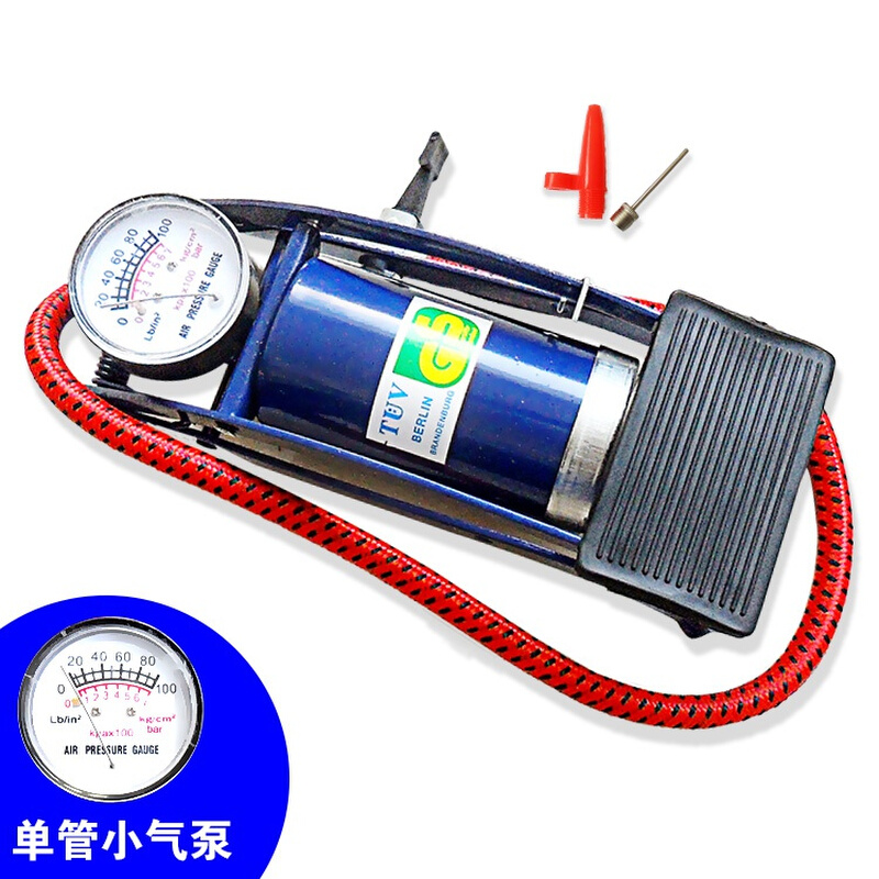 脚踩汽车打气机车载充气泵机车轮胎打气筒自行车电动车脚踏气泵