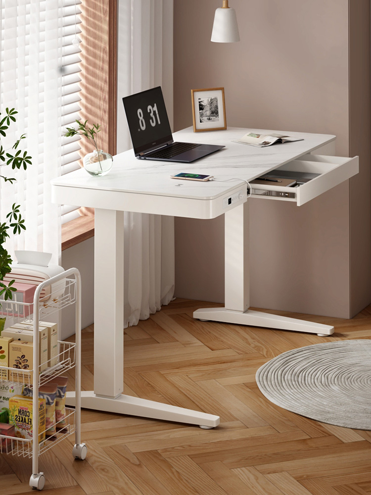 双电机岩板电动升降桌家用办公电脑桌自动升降书桌小户型学习桌子