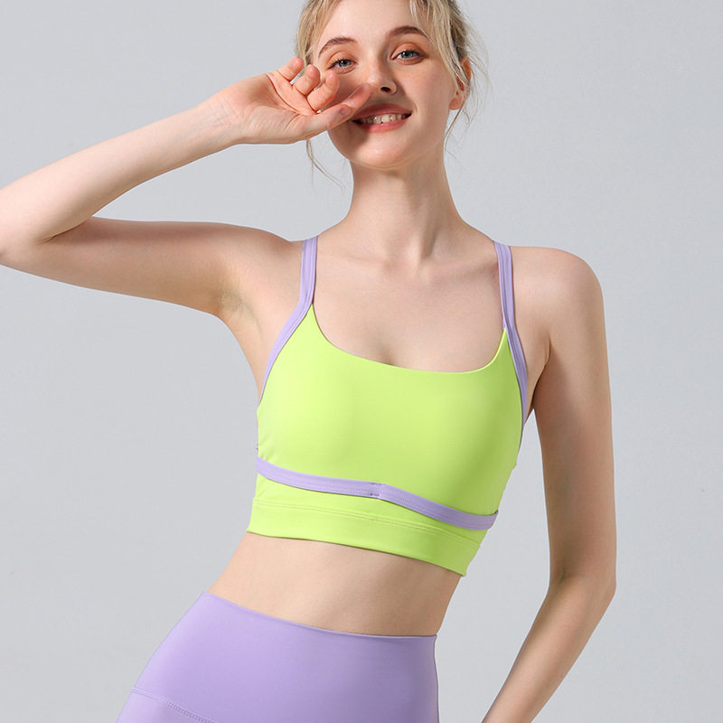 欧美时尚运动文胸聚拢防震内衣带垫美背心瑜伽服套装女健身裤