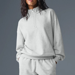 alo卫衣半拉链加绒加厚秋冬卫衣女纯棉休闲宽松百搭保暖瑜伽上衣