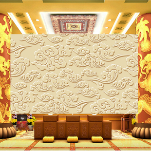 祥云图案墙纸寺庙佛堂神位供台背景墙天花板顶画壁布画云纹壁纸