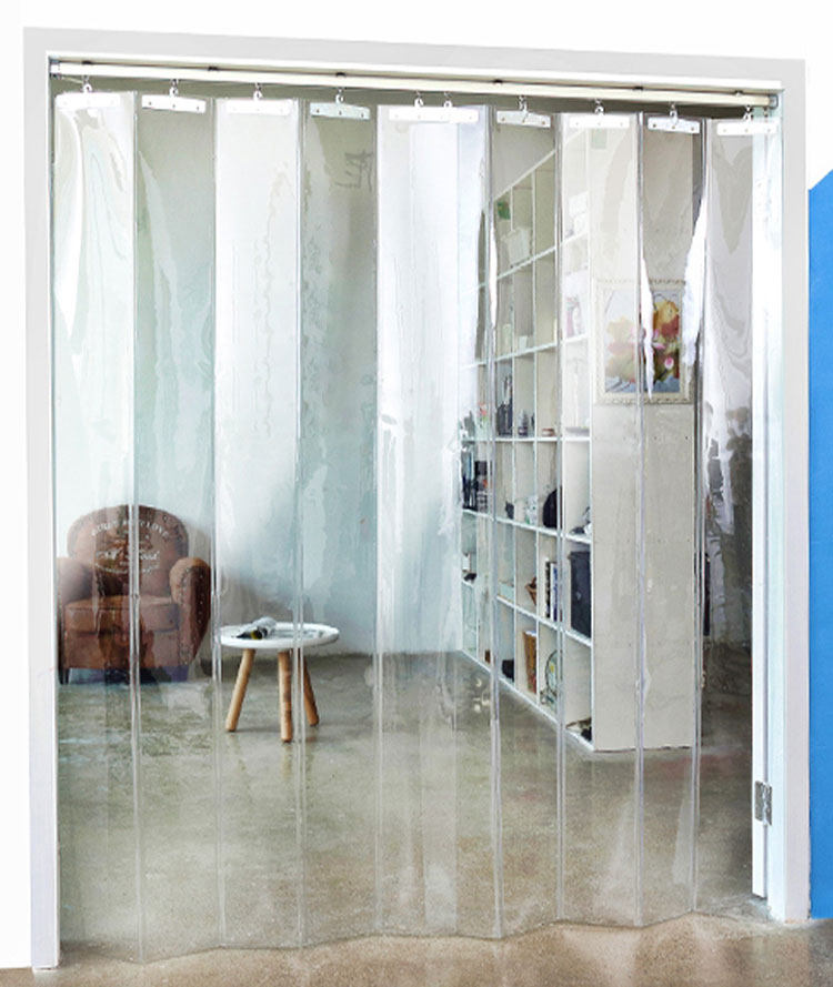 折叠空调门帘隔断帘商用滑动推拉挡风防冷气塑料透明pvc软帘家用