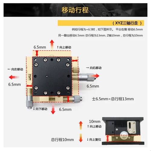 XYZ轴位移平台三轴手动微调升降工作台光学移动滑台LD60/40/125