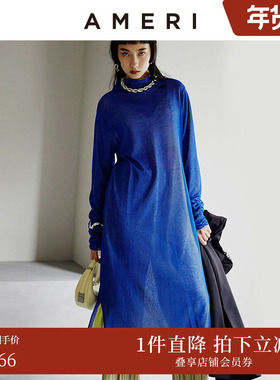 AMERI秋冬针织连衣裙双色两面穿宽松直筒裙秋季新品01220170570