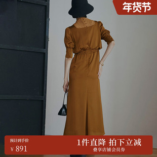 AMERI秋冬潮流女装镂空拼接裙装高腰连衣裙01220570260