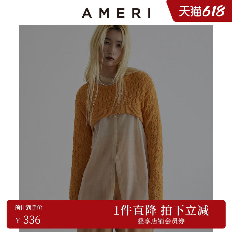 AMERI春夏新品时尚气质高腰露腰光泽感毛衣上衣01310160680