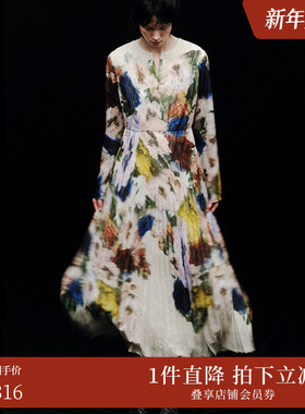 【ins博主同款】AMERI冬UND系列花朵图案连衣裙0224205630870