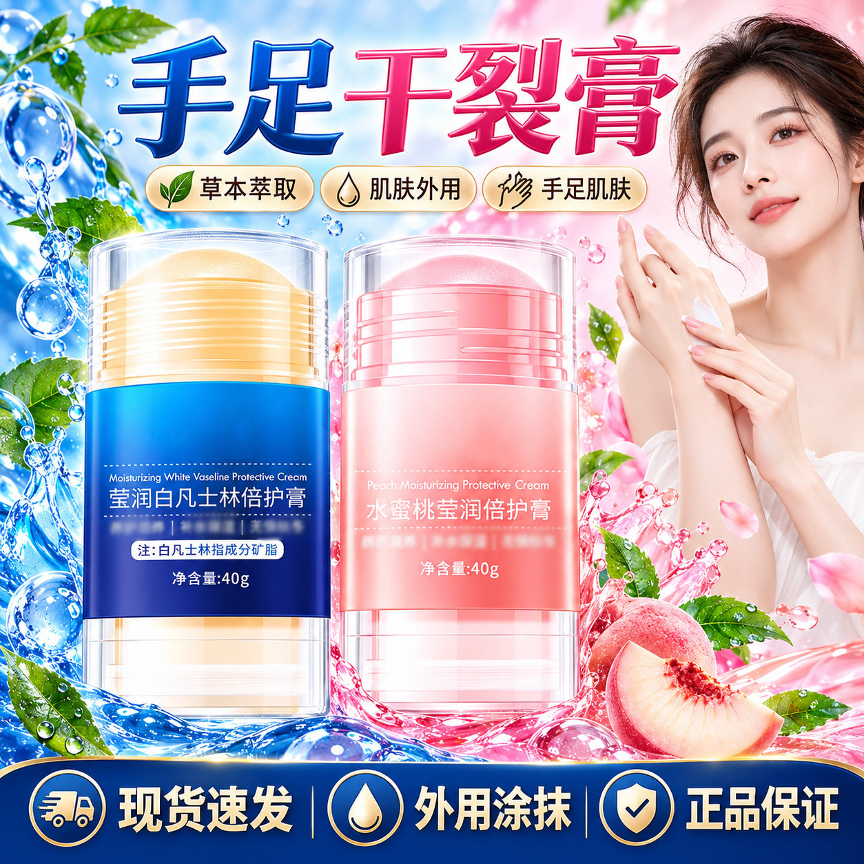凡士林脚后跟干裂防裂膏手足干裂膏冬季脚复霜脚跟补水滋润保湿LJ