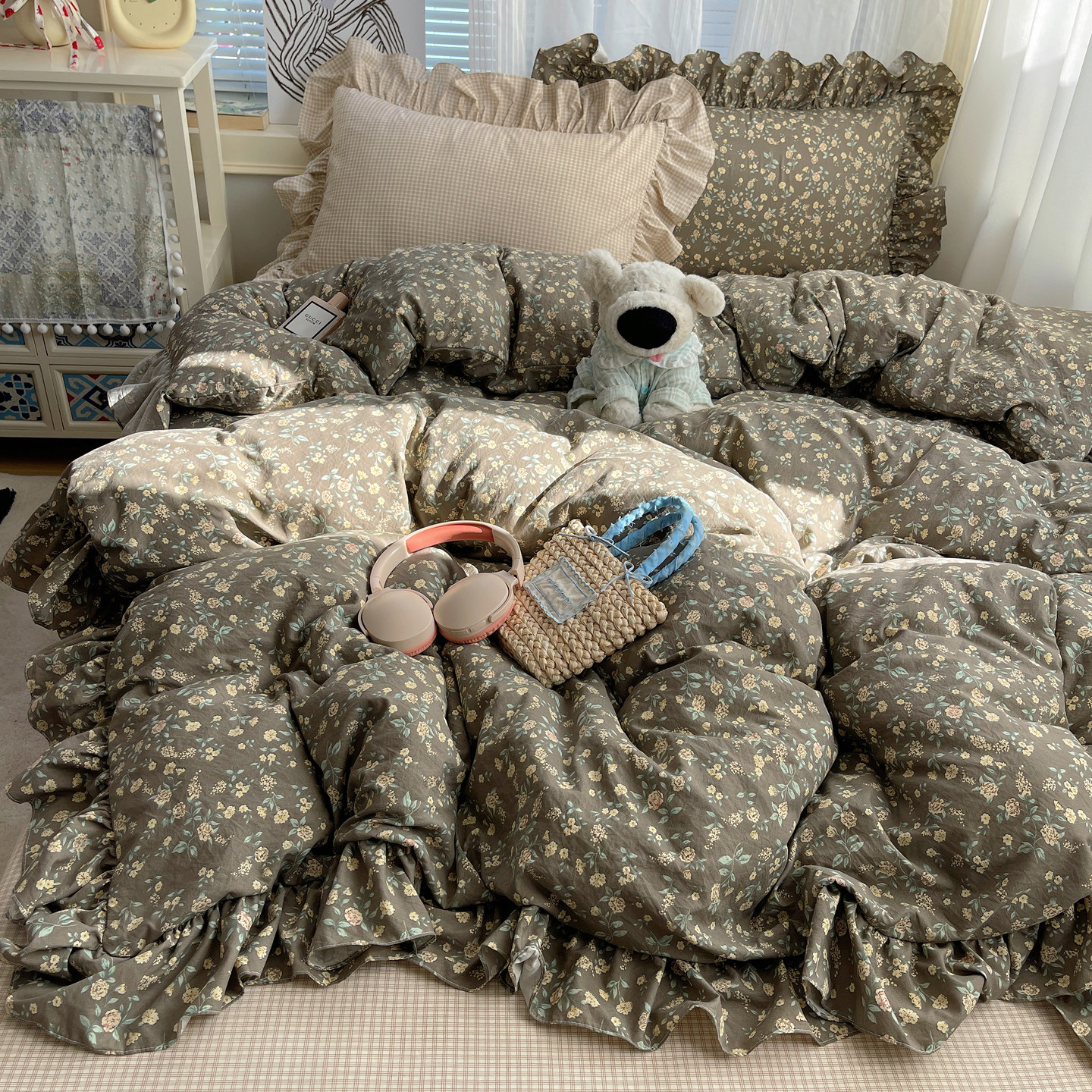 2026新款A类云柔水洗棉韩版法式花边四件套学生宿舍单人三件套笠4