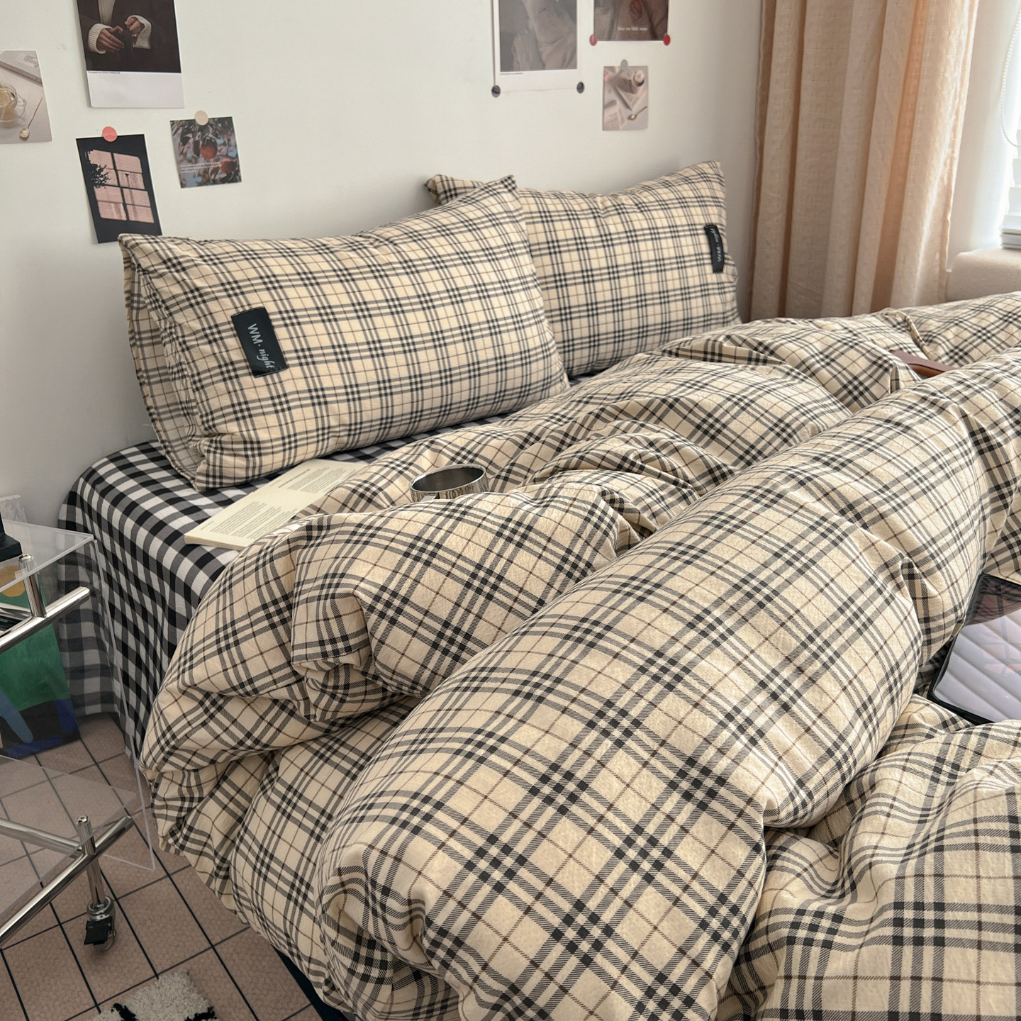 泡芙格子简约四件套学生宿舍单人