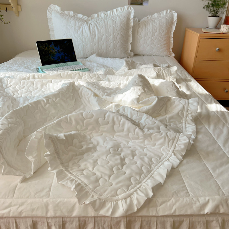 2025新款韩系ins博主小爱心绗缝夏被夏凉被空调被床盖三件套床品3