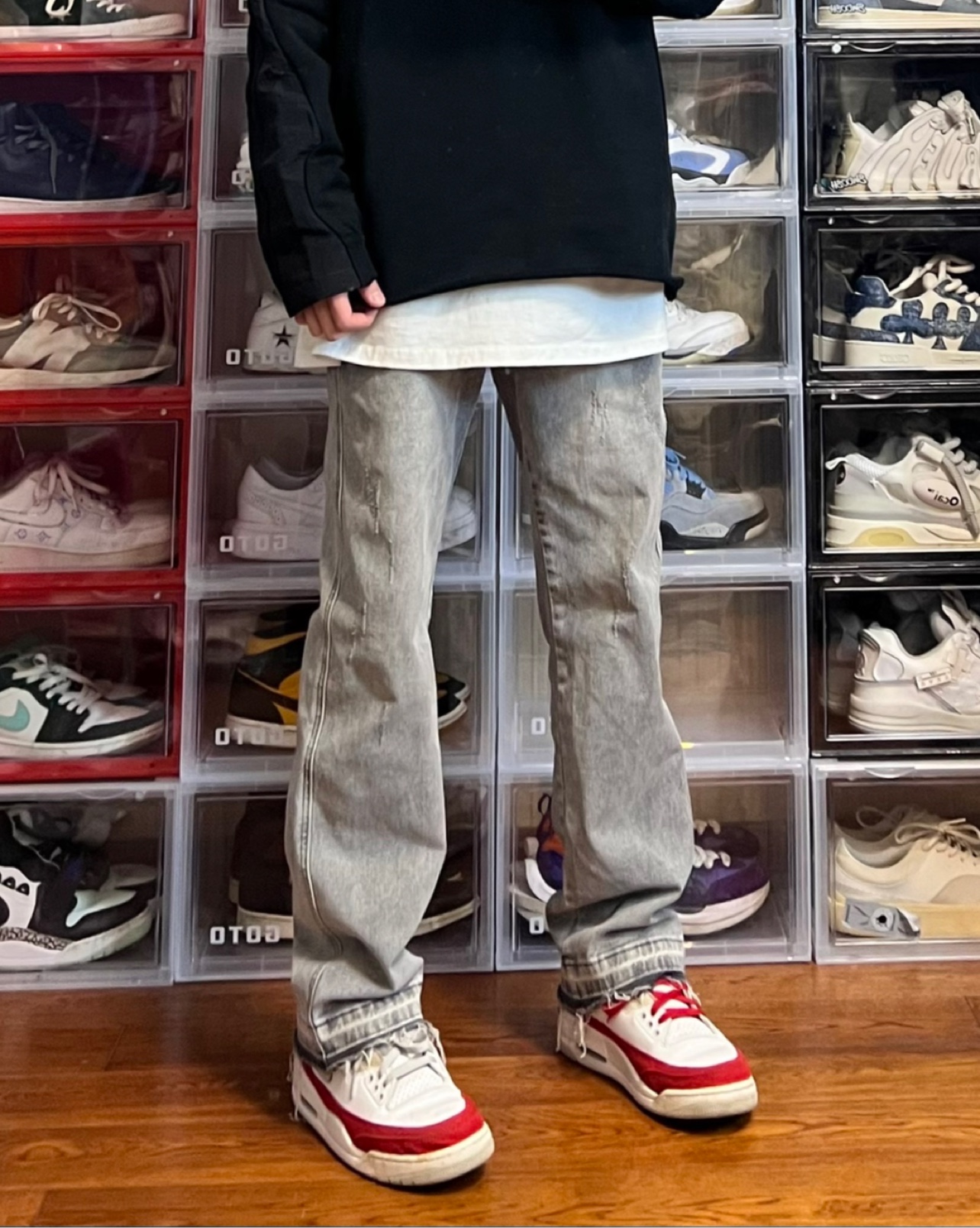 水洗长裤牛仔裤做旧四季