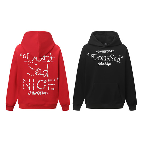 AU8OFCLUB 美式复古小众设计感情侣帽衫珍珠字母连帽卫衣男女外套