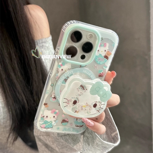 童趣薄荷绿猫咪摇摇乐磁吸壳