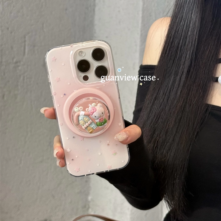 ins软萌哈喽kt房屋磁吸球支架