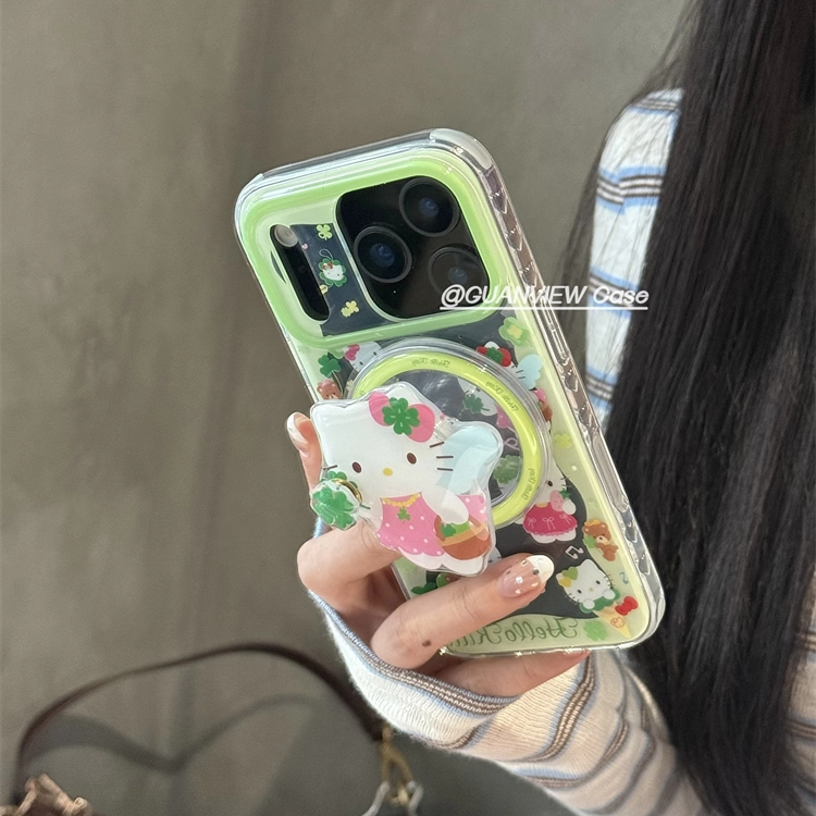 绿色四叶草花仙子哈喽kt磁吸支架