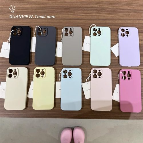 guanview 夏季云感轻薄无绒布液态硅胶一体ai按键适用iphone16promax苹果17pro手机壳14全包13软15防摔保护套