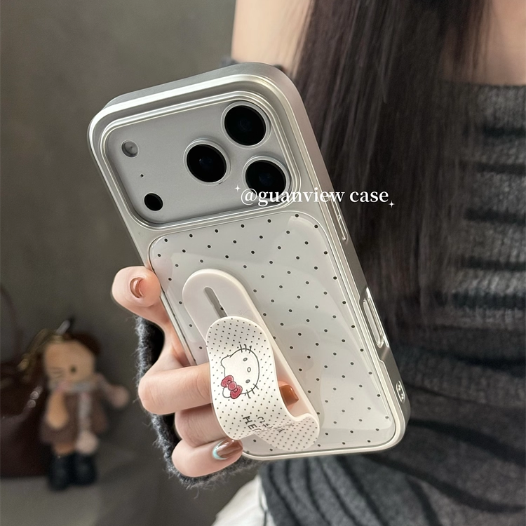 ins电镀银框白波点哈喽kt手机壳