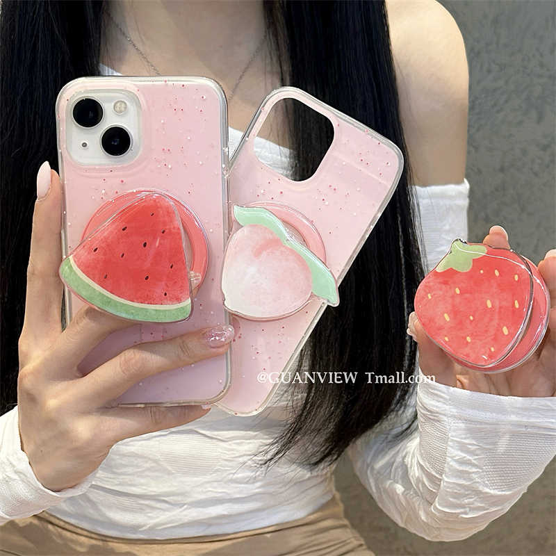 小众粉白泼墨西瓜草莓桃子