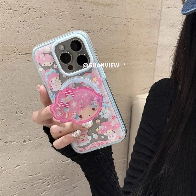 可爱双子星女孩摇摇乐磁吸手机壳