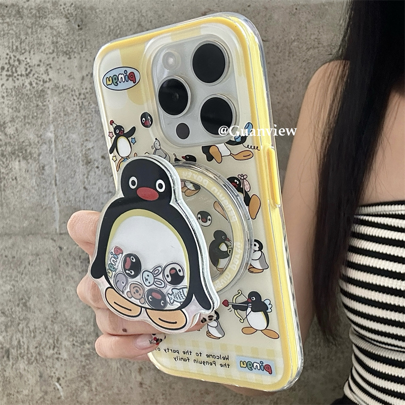 趣味企鹅流动磁吸支架手机壳