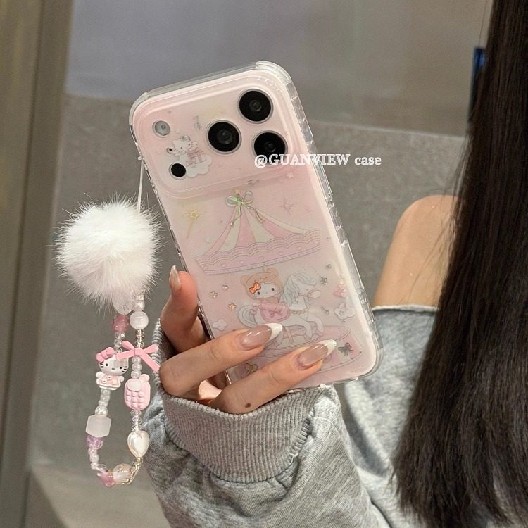 guanview ins少女可爱旋转木马凯蒂猫适用iphone17promax苹果16鎏金手机壳15新款kt毛球链条13防摔14全包软套,3C数码配件,手机保护套/壳,淘宝优惠券,粉丝福利购,淘宝优惠卷