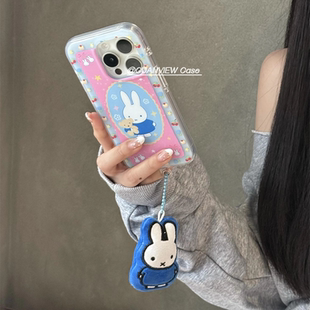 guanview 秋冬ins蓝衣米菲兔毛绒挂件适用iphone17promax苹果16pro手机壳15新款14全包硅胶13防摔17pro手机套