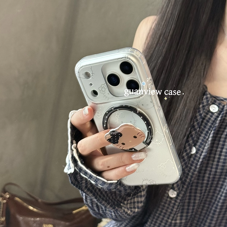 ins银色渐变线条哈喽kitty磁吸壳