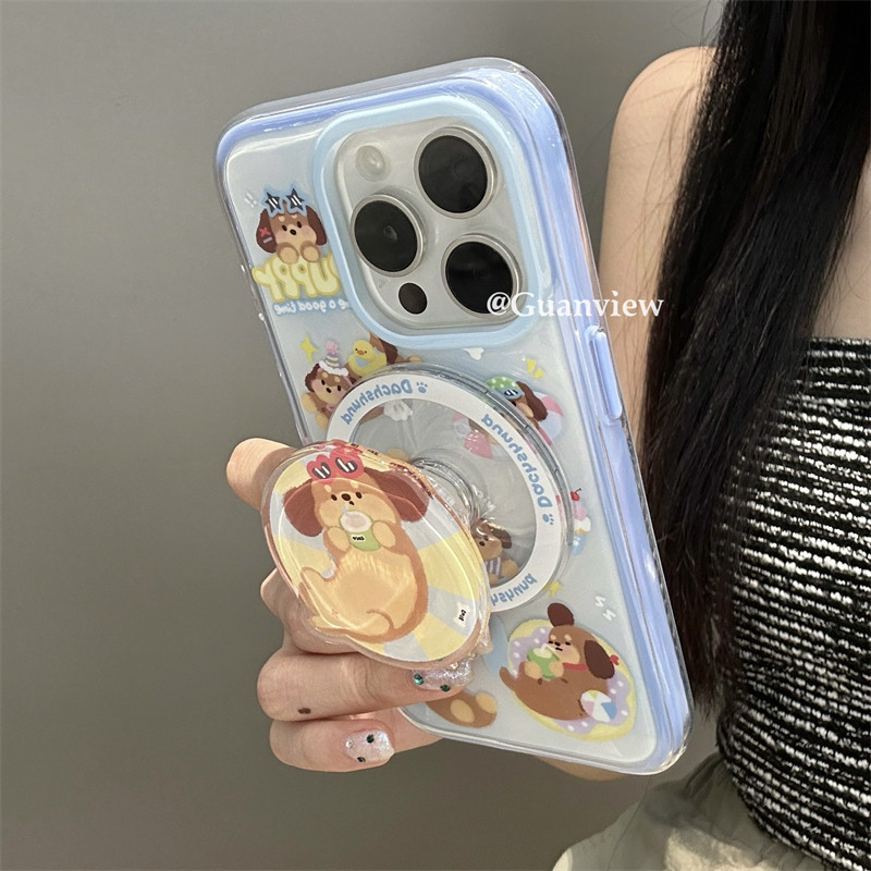 惬意喝椰汁腊肠狗磁吸手机壳