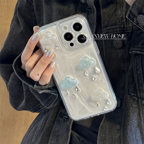 立体水晶云朵钻钻雨点手机壳