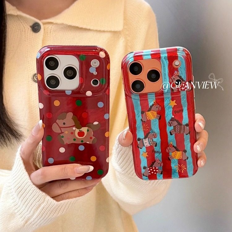 guanview 新年红彩色波点小马适用iphone17promax手机壳16苹果16pro羽纱纹15/14promax防摔17全包13手机软套,3C数码配件,手机保护套/壳,淘宝优惠券,粉丝福利购,淘宝优惠卷