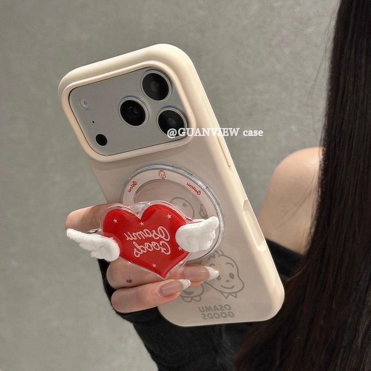 小众线条原田治爱心翅膀手机壳