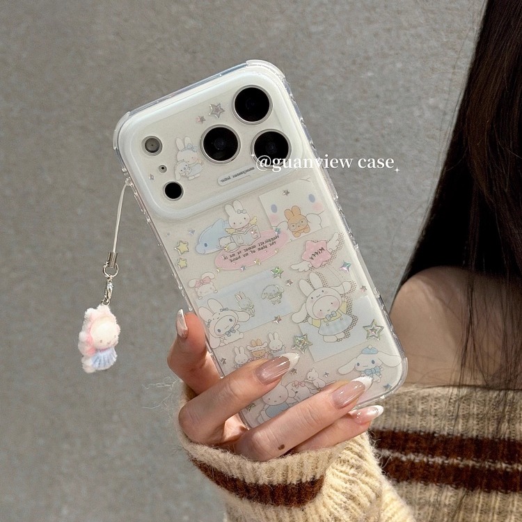 可爱玉桂狗米菲兔植绒挂件手机壳