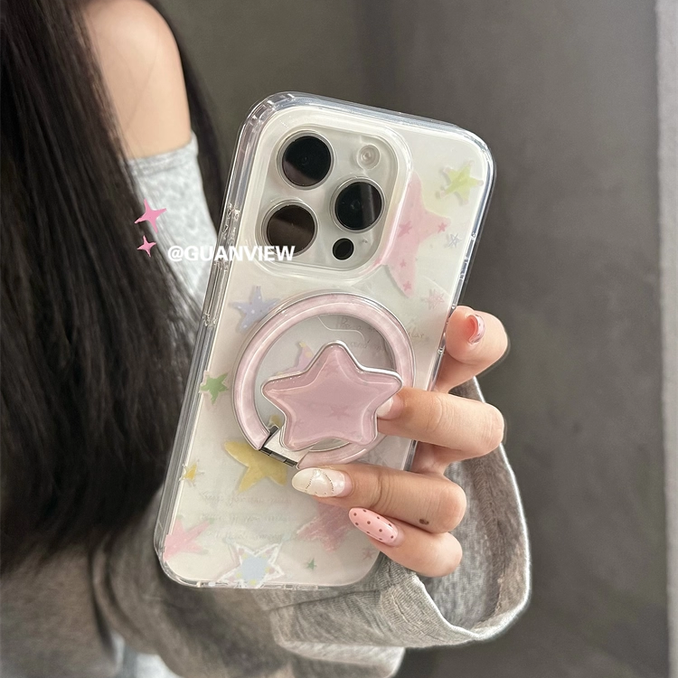 ins油画彩色星星旋转折叠磁吸壳