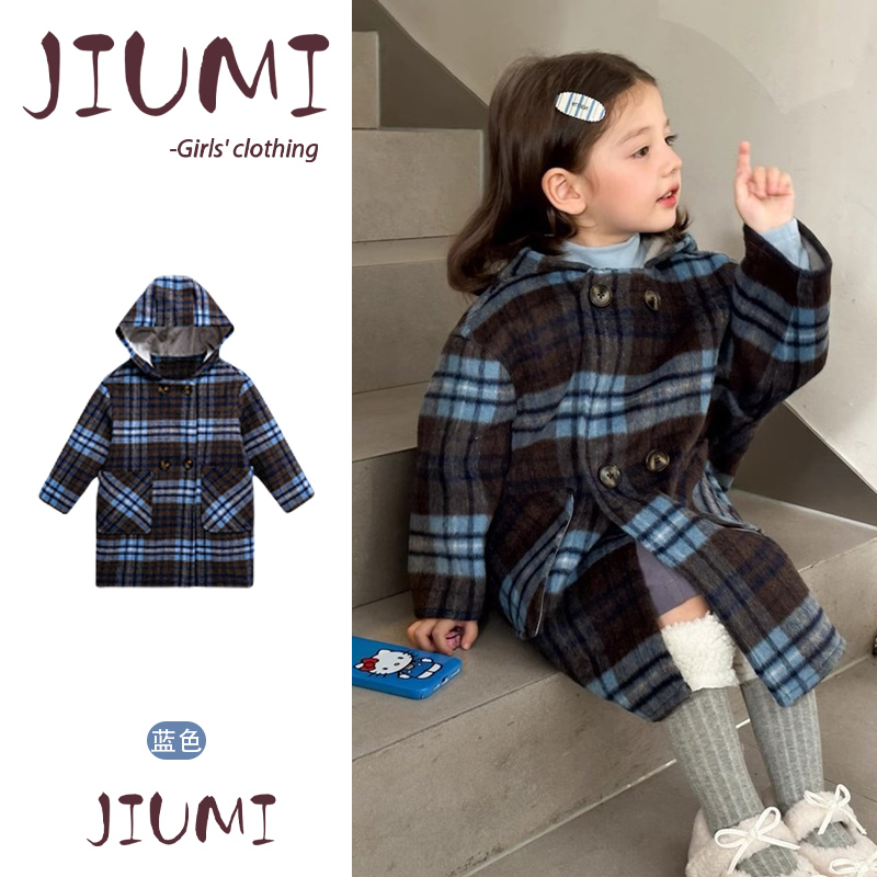 夹棉加厚连帽中长款气质大衣外套