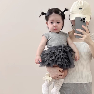 裙兩件套小女孩可愛背心半身裙套裝 中小童蛋糕裙 tutu褲 女寶寶夏季