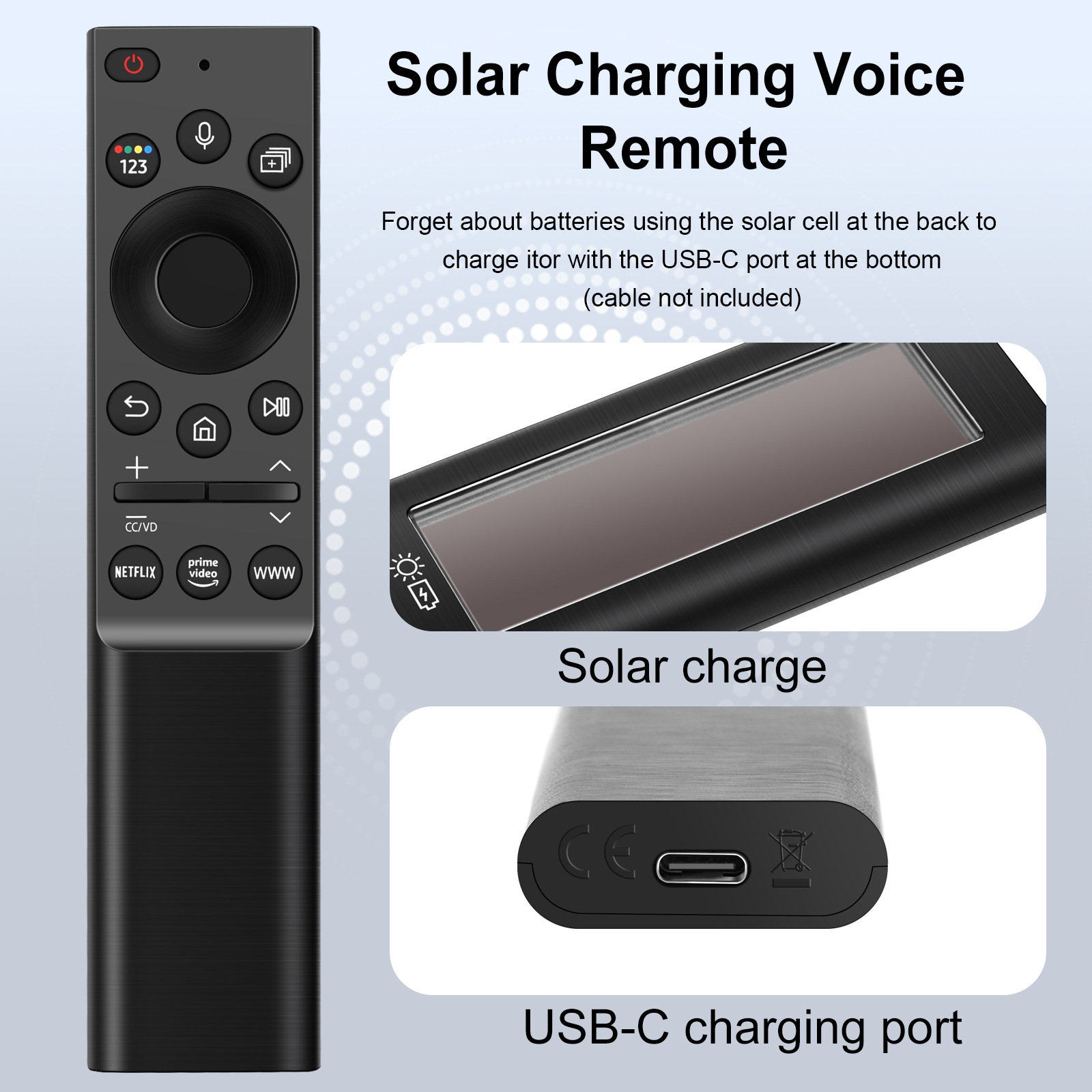 太阳能语音遥控器适用三星BN59-01357L 01363A 01363L 01357A英文