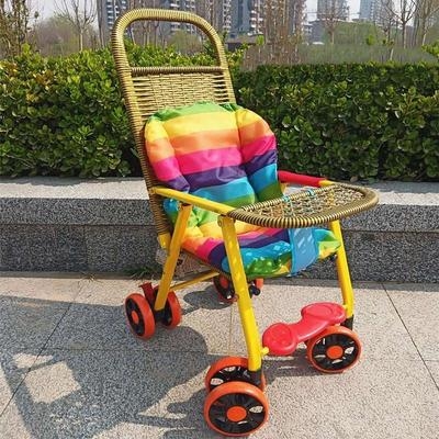 凉坐式藤条式藤娃简便竹车手推坐遛宝宝推车夏天竹儿童神器仿小孩