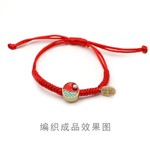 Плетеный браслет из красной нити ручной работы, аксессуар, аксессуары, бусины, ханьфу, китайский стиль, связать своими руками