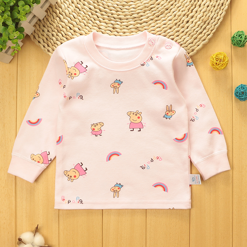 新生婴儿春秋衣服男女宝宝纯棉长袖肩开扣圆领打底衫T恤上衣0-1岁