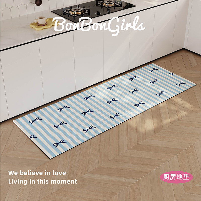 蝴蝶结少女心厨房地垫吸水防滑垫